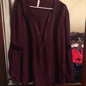 Long sleeve top with plunging neck line